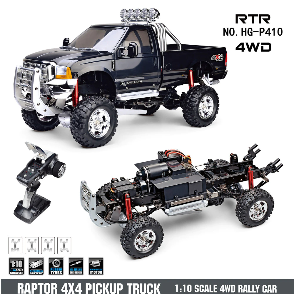 RC Car Pickup Truck Climbing Off-Road Vehicle HG P410 4WD Ford F350 Toys