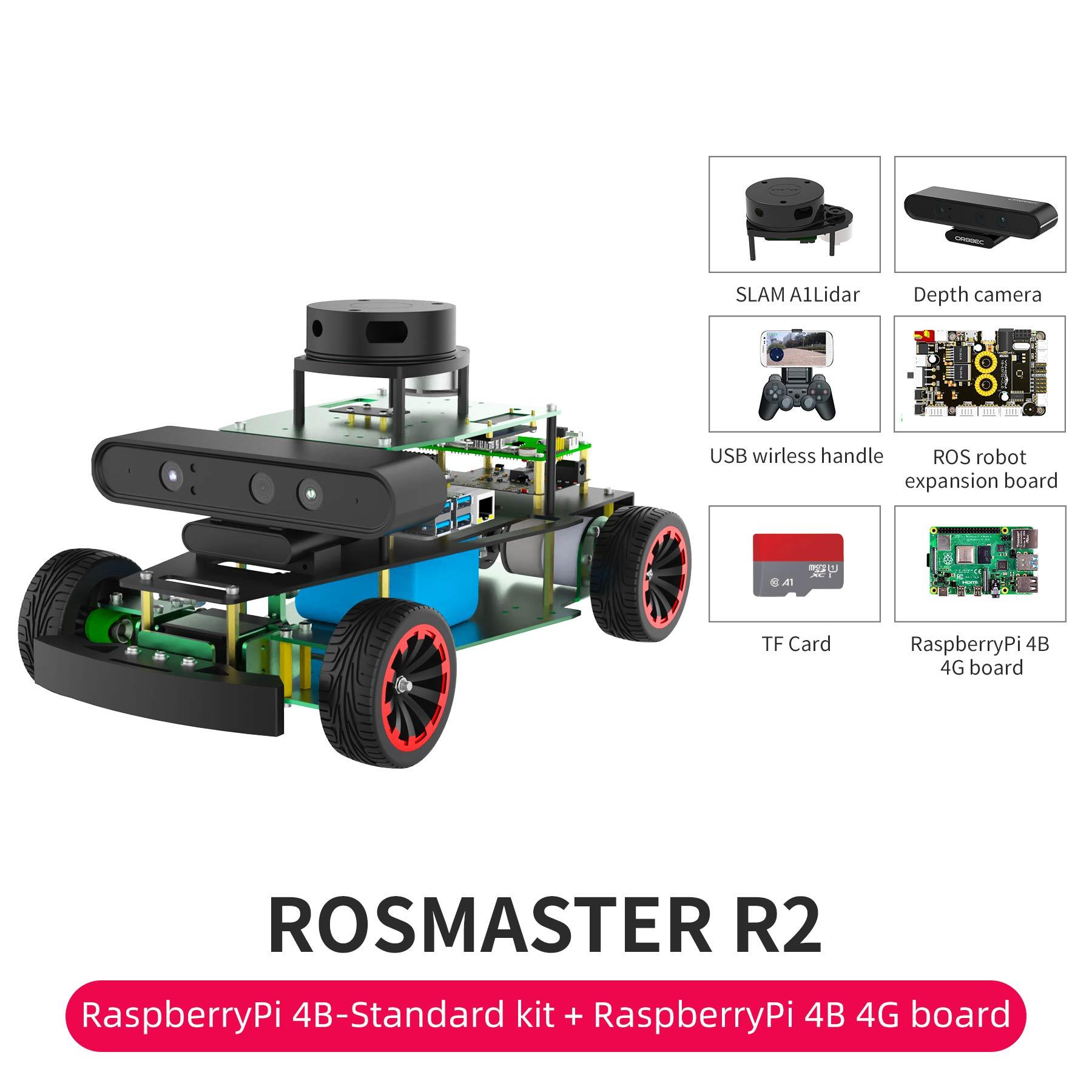 ROSMASTER R2 ROS STEM Education Python Programming Robot with Ackermann structure for Jetson NANO 4GB/Xavier NX/TX2 NX/RPi 4B