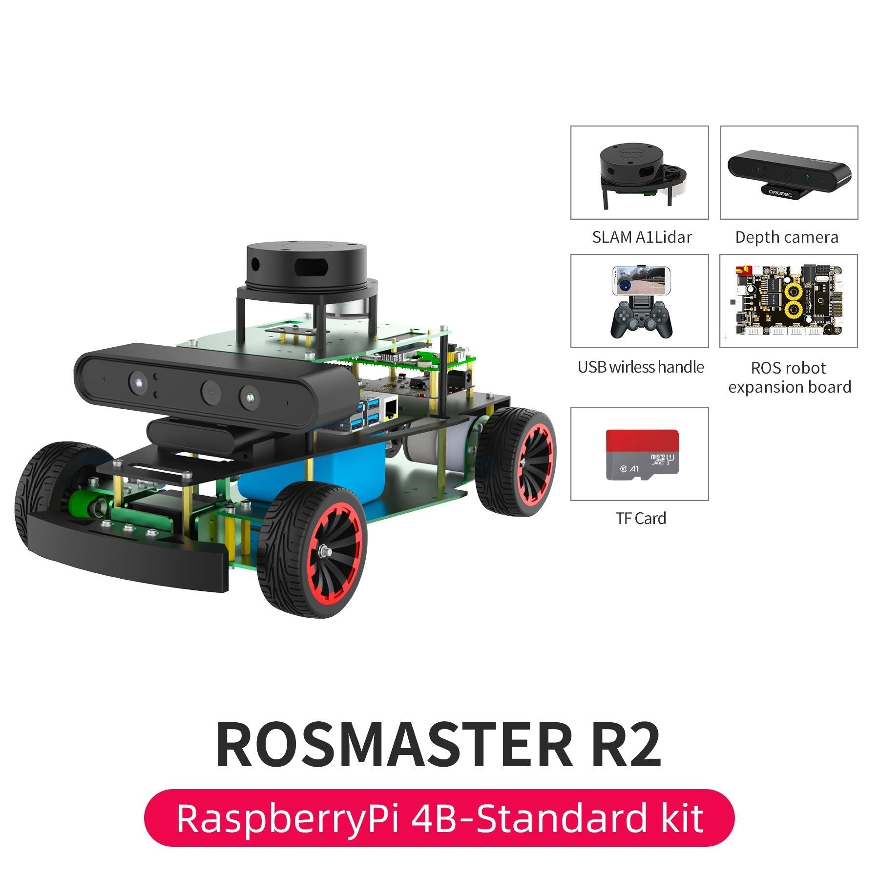 ROSMASTER R2 ROS STEM Education Python Programming Robot with Ackermann structure for Jetson NANO 4GB/Xavier NX/TX2 NX/RPi 4B
