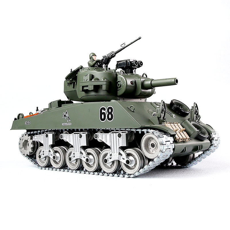 RC Tank American M4A3 ZY 828 PRO  1:18 RC Car Metal Track Metal Road Wheels Electric Charging Battle RC Car Toy