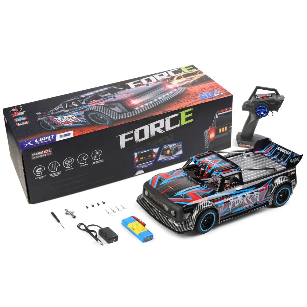RC Drift Car Wltoys 104072 High Speed 60 KM/H 4WD RTR 1/10 2.4G  Brushless RC Car Metal Chassis with LED Light