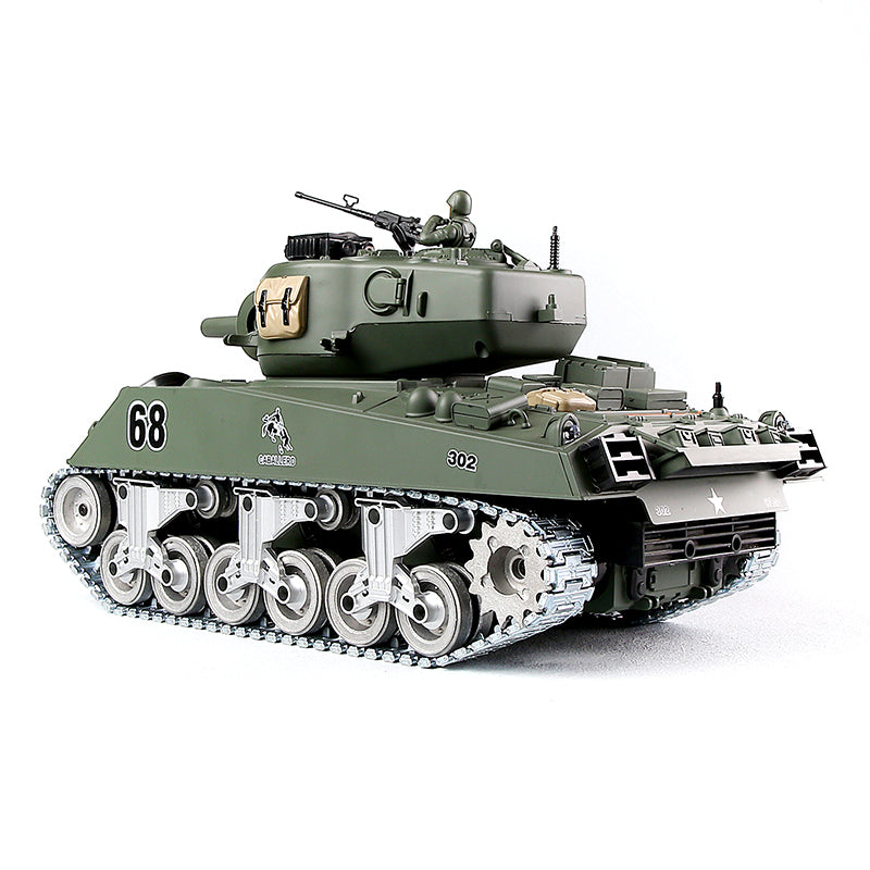 RC Tank American M4A3 ZY 828 PRO  1:18 RC Car Metal Track Metal Road Wheels Electric Charging Battle RC Car Toy