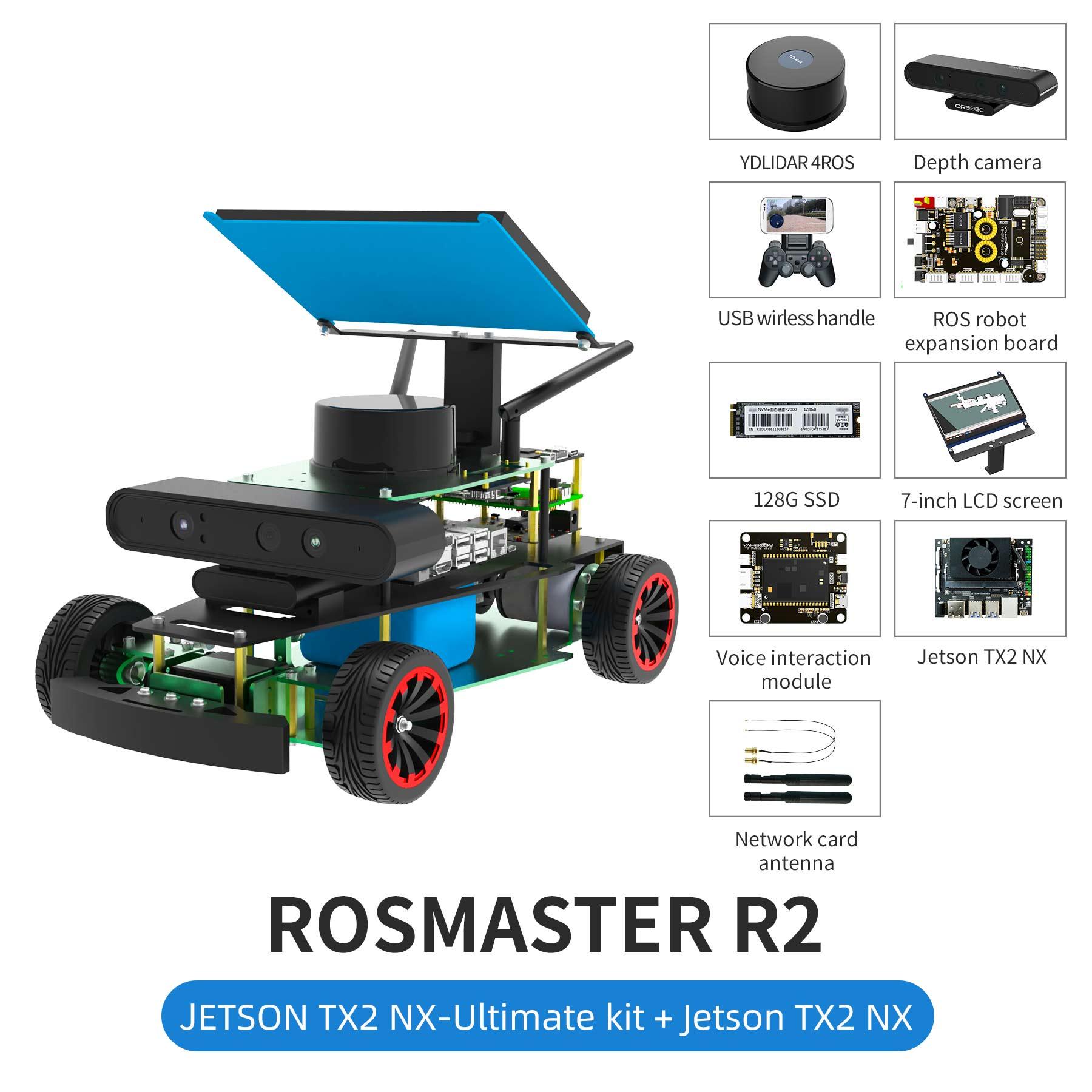 ROSMASTER R2 ROS STEM Education Python Programming Robot with Ackermann structure for Jetson NANO 4GB/Xavier NX/TX2 NX/RPi 4B