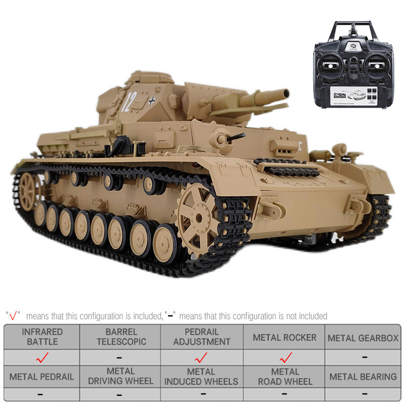 RC Tank Heng Long 3858-1 German IV F Type RTR Tank Upgrade Metal Version RC Tank toys