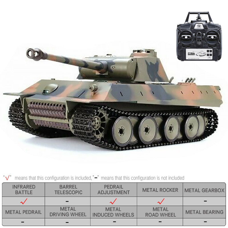 Heng Long RC Tank 1:16 Scale 2.4ghz Remote Control German Tiger I Gray Tank  Model for Adults(320-Degree Rotating Turret) RC Main Battle Tanks Military