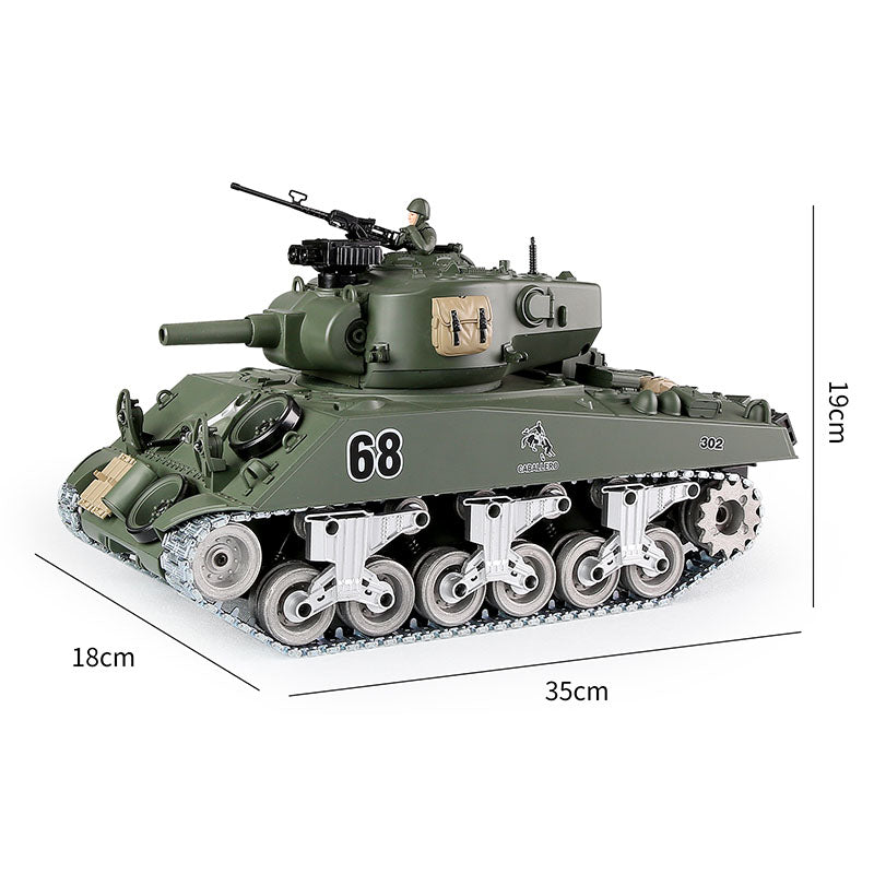 RC Tank American M4A3 ZY 828 PRO  1:18 RC Car Metal Track Metal Road Wheels Electric Charging Battle RC Car Toy
