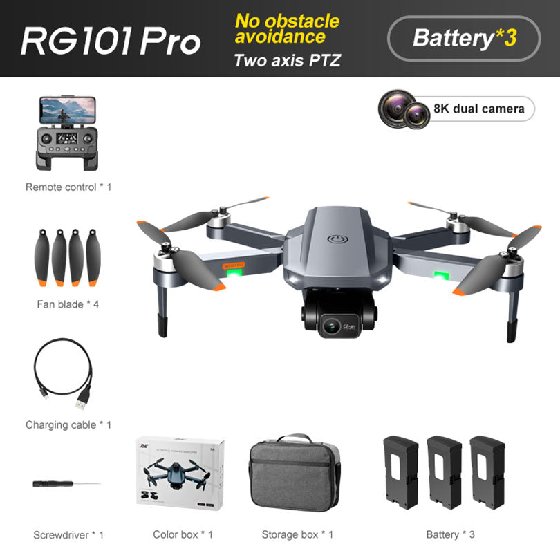 RC Drone RG101 PRO 2-Axis Gimbal Obstacle Avoidance 8K Brushless Quadcopter