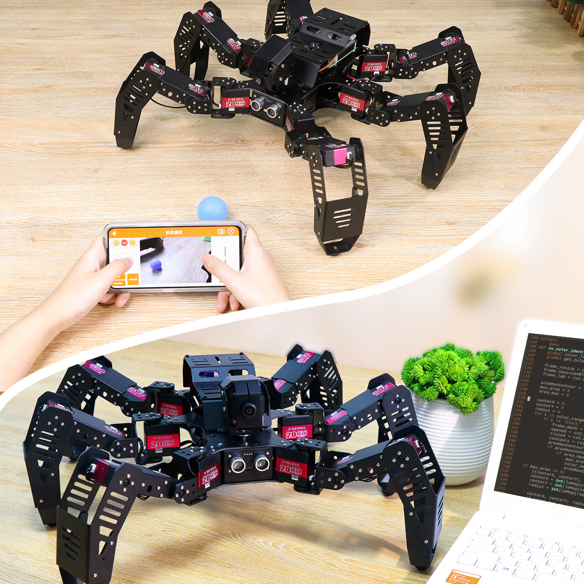 Hiwonder STEM Education Python Programming AI Intelligent Visual Hexapod Robot Powered by Raspberry Pi  4B 4GB