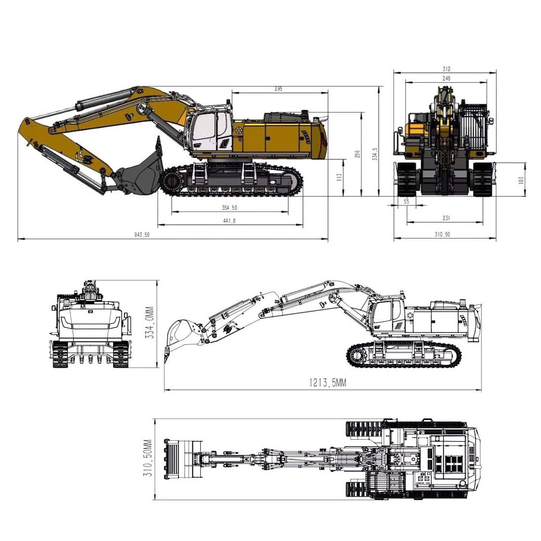 Huina Kabolite K970 Full Alloy Excavator Simulation Hydraulic Excavator RC Car High Quality Toy Gift