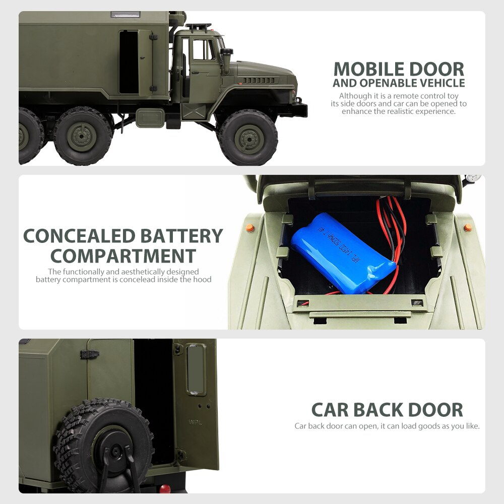 Rc Car Military Truck WPL B36 Ural 1/16 6WD Rock Crawler Command Communication Vehicle