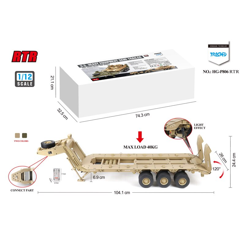 HG P806 U.S SEMI Trailer For HG-P801/P802 M983 US Army Military Truck