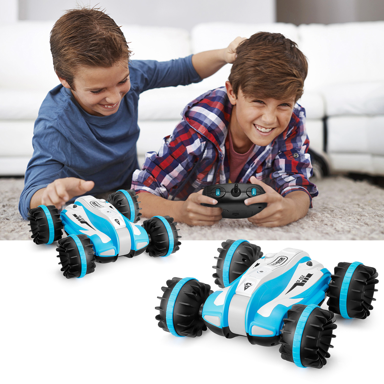 RC Car Amphibious LED Light 360° Rotation Stunt Car Toys