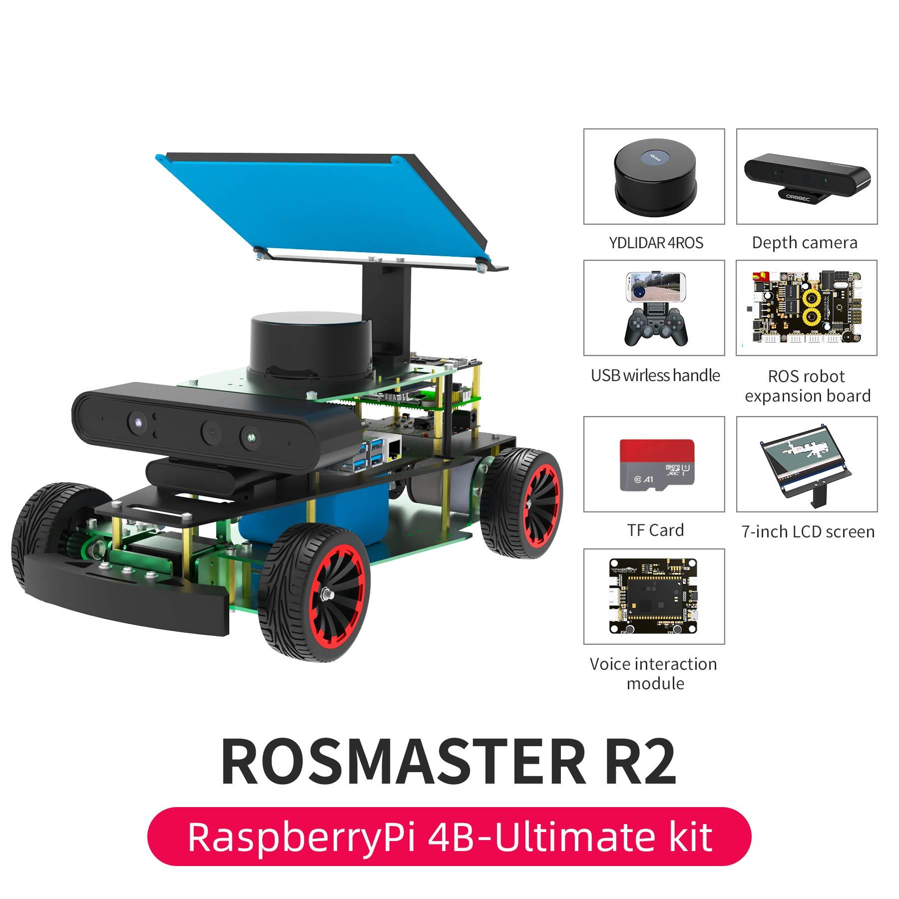 ROSMASTER R2 ROS STEM Education Python Programming Robot with Ackermann structure for Jetson NANO 4GB/Xavier NX/TX2 NX/RPi 4B