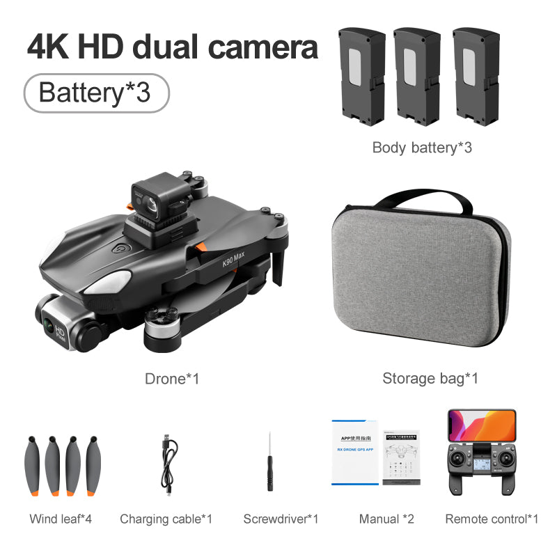 RC Drone K90 Max 4K Obstacle Avoidance Brushless Quadcopter