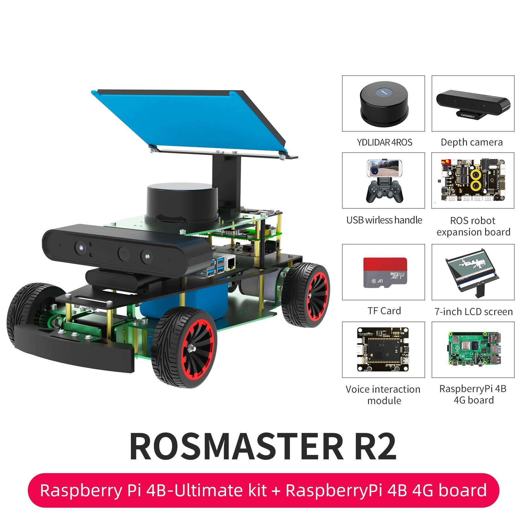 ROSMASTER R2 ROS STEM Education Python Programming Robot with Ackermann structure for Jetson NANO 4GB/Xavier NX/TX2 NX/RPi 4B