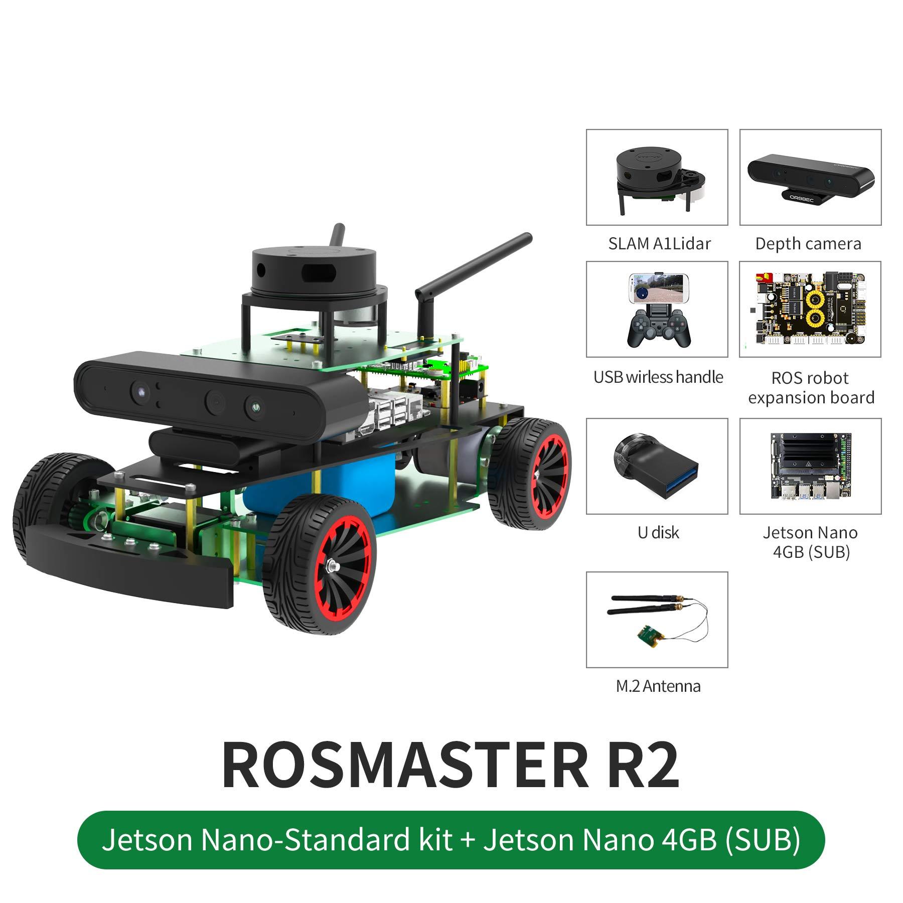 ROSMASTER R2 ROS STEM Education Python Programming Robot with Ackermann structure for Jetson NANO 4GB/Xavier NX/TX2 NX/RPi 4B