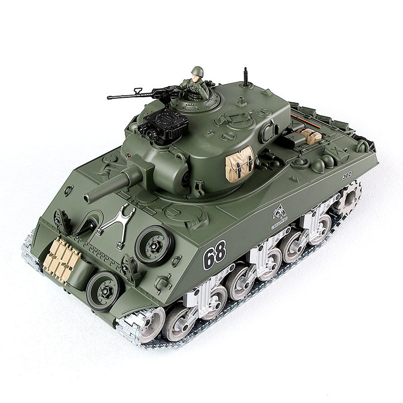 RC Tank American M4A3 ZY 828 PRO  1:18 RC Car Metal Track Metal Road Wheels Electric Charging Battle RC Car Toy