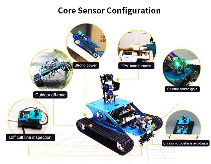 Yahboom G1 AI Vision Smart STEM Education Python Programming Tank Robot kit with WiFi Video Camera for Raspberry Pi 4B