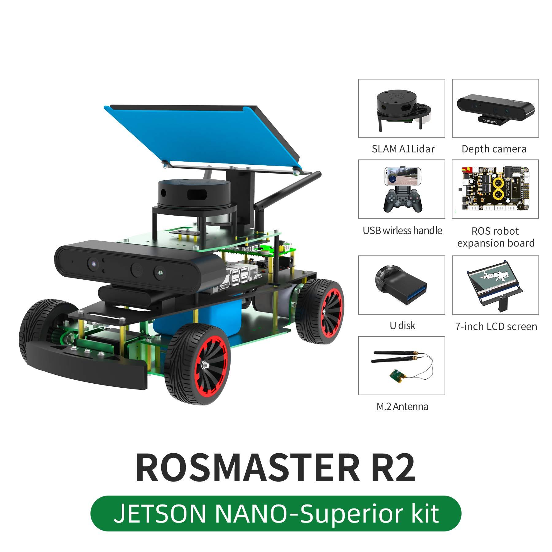 ROSMASTER R2 ROS STEM Education Python Programming Robot with Ackermann structure for Jetson NANO 4GB/Xavier NX/TX2 NX/RPi 4B