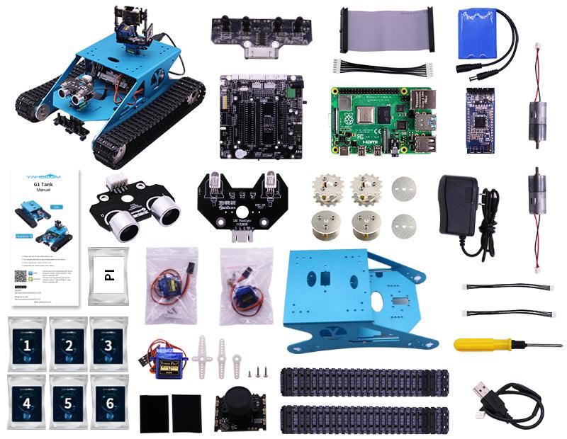 Yahboom G1 AI Vision Smart STEM Education Python Programming Tank Robot kit with WiFi Video Camera for Raspberry Pi 4B