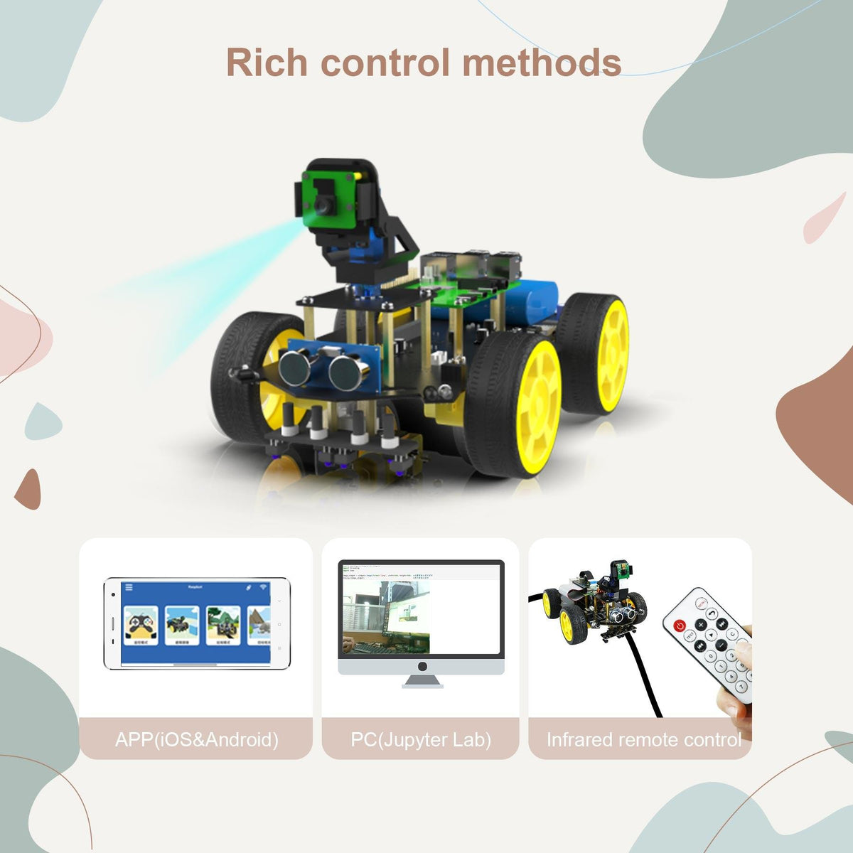 Yahboom Raspbot AI Vision STEM Education Robot Car with FPV Camera for Raspberry Pi 4B