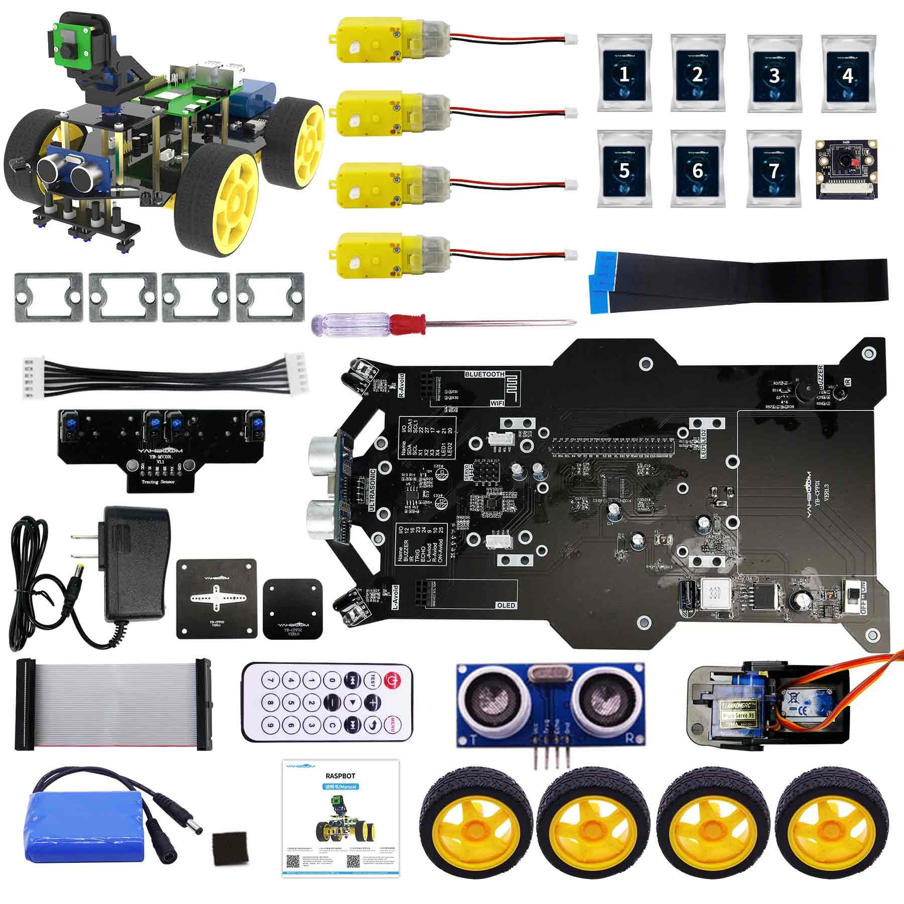 Yahboom Raspbot AI Vision STEM Education Robot Car with FPV Camera for Raspberry Pi 4B