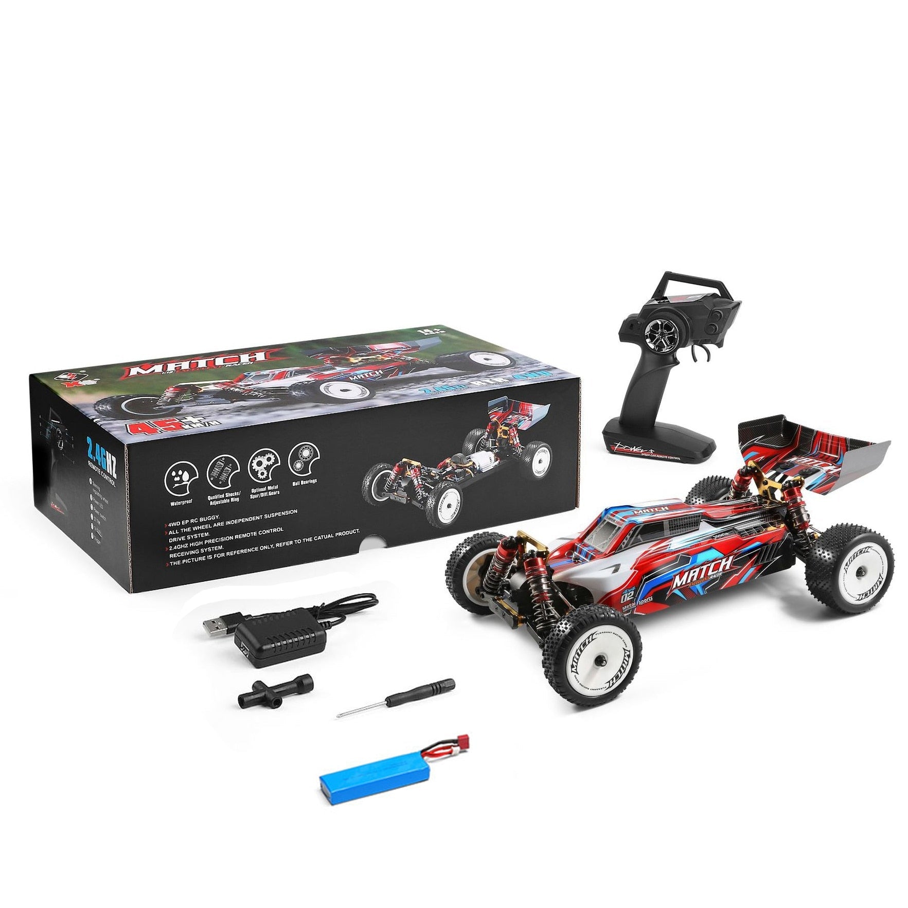 WLtoys 104001 RC Car 45KM/H 4WD Off-Road 1:10 Metal Chassis Alloy Toys